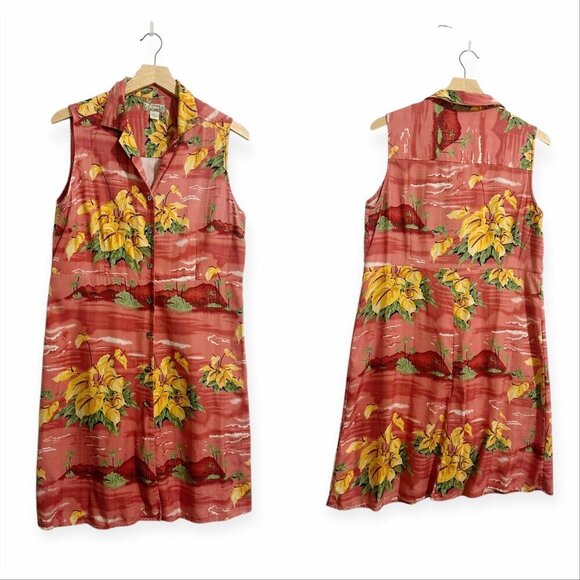 Tommy Bahama Silk Sleeveless Shirt Dress, Size 14, Hawaiian Floral Print - Picture 16 of 16